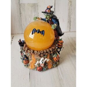 Halloween witch light up snow globe cauldron potion pumpkin ghost Crow
